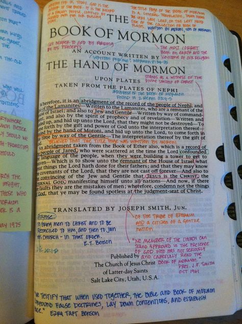 Things to write on the title pg of my Book of Mormon Lds Study Ideas, Book Of Mormon Introduction, How To Read The Book Of Mormon, How To Mark Scriptures Lds, Book Of Mormon Marking Guide, Book Of Mormon Title Page Journaling, Book Of Mormon Introduction Page, Marking Scriptures Lds Ideas, Book Of Mormon Scriptures For Comfort