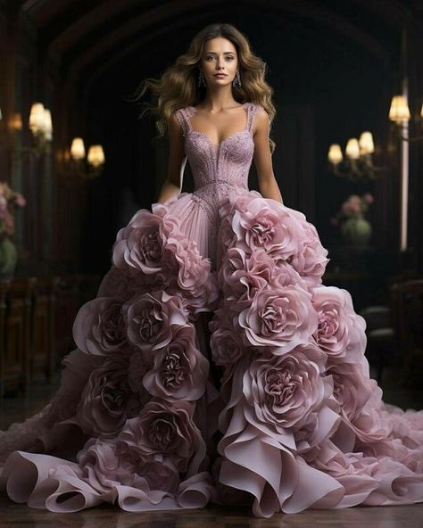 Look Working Girl, Dressing Chic, Flower Gown, Big Dresses, Gowns Dresses Elegant, Pnina Tornai, Fancy Wedding Dresses, Theme Dress, Fantasy Gowns