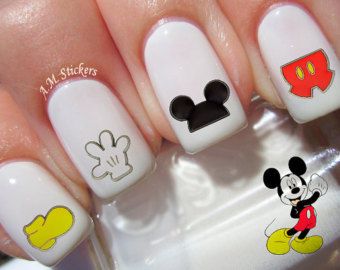 Disney Nail Decals, Cream Nail Art, Mickey Ice Cream, Disney Nail Art, Ice Cream Nails, Stickers Disney, Cream Nail, Mickey Nails, Disney Nail