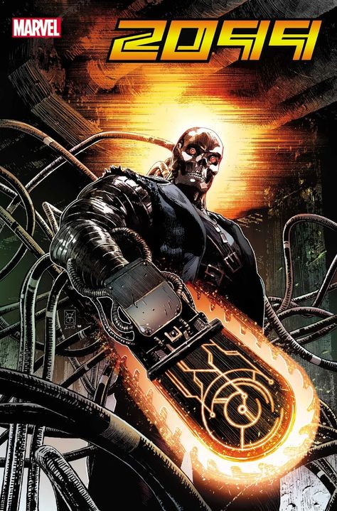 Ghost Rider 2099 finally returns in Marvel’s relaunch of its future universe - a cyberpunk Terminator version of the Spirit of Vengeance! 2099 Marvel, Ghost Rider 2099, Marvel 2099, Marvel Ghost Rider, Ghost Rider Comic, Marvel Ghost, Marvel Covers, Ghost Rider Wallpaper, Spirit Of Vengeance