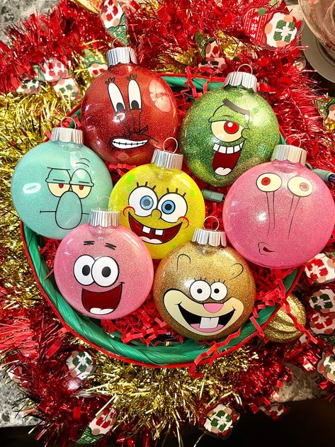 Spongebob Ornaments, Spongebob Squidward Patrick, Mr Krabs And Plankton, 2023 Ornaments, Vinyl Christmas Ornaments, Spongebob Christmas, Spongebob Squidward, Vinyl Ornaments, Kids Ornament