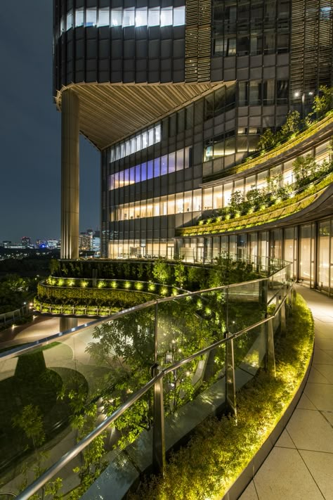 TOKYO MIDTOWN HIBIYA | Landscape Design Inc. Tokyo Architecture, Tokyo Midtown, Viewing Platform, Retail Facade, Exterior Facade, Urban Design Concept, Vertical Garden Design, Facade Lighting, Urban Lighting