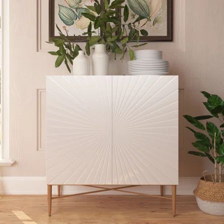 Mercer41 2 Door Vintage Accent Cabinet | Wayfair Vintage Media Cabinet, Modern White Sideboard, Modern Sideboard Buffet, Utility Storage Cabinet, Dorm Stuff, Freestanding Storage Cabinet, Ornamental Design, Modern Storage Cabinet, Cabinet Wood