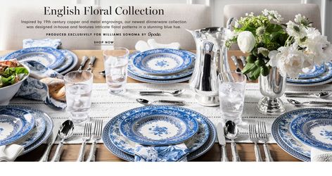 English Floral Collection Kids Pottery, Blue Transferware, Class Design, Geometric Motifs, Bar Glassware, Metal Engraving, Plates Set, Pottery Barn Teen, Custom Upholstery