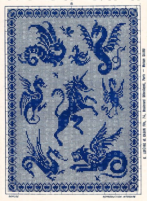 Fairy Grid Pattern, Dragon Knitting Chart, Tapestry Cross Stitch Patterns, Medieval Cross Stitch Patterns, Dragon Cross Stitch Patterns, Fairy Pixel Art, Medieval Cross Stitch, Pixel Art Dragon, Vintage Cross Stitch Patterns