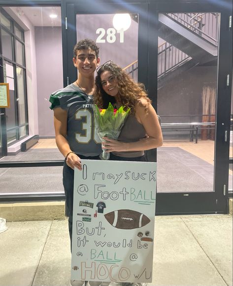 Football Dance Poster Ideas, Football Promposal Ideas, Promposal Ideas For Him Football, Football Themed Hoco Proposals, Football Promposal For Him, Hoco Promposal Ideas, Hoco Proposals Ideas Football, Football Hoco Proposal, Cute Sadie’s Dance Posters