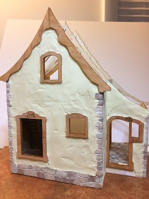 Colorful Dollhouse, Stucco Facade, Miniature Construction, Rock Siding, Beachside Bungalow, Stucco Texture, Gothic Dollhouse, Cinderella Moments, Ann Wood