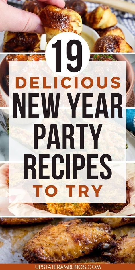 19 Delicious New Year Party Recipes To Try New Year’s Party Food Easy, New Years Foods Easy, New Year’s Eve Party Food 2024, New Year’s Eve Party Food For Teens, New Years Eve Pretzel Recipe, Fun Nye Food, Special New Years Eve Dinner, What To Make For New Years Eve Dinner, New Year’s Day Party Food