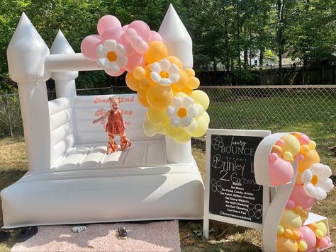 Two Groovy Bounce House, One Groovy Baby Birthday Decorations, 2 Groovy Birthday Pictures, Groovy One First Birthday Balloon Arch, Two Groovy Birthday Party Bounce House, Groovy Bounce House, Second Birthday Ideas, Bounce House, 2nd Birthday