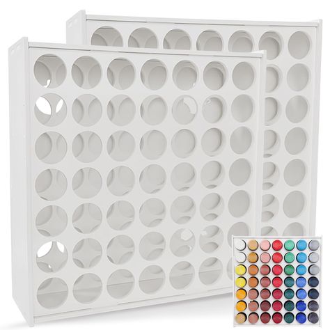 PRICES MAY VARY. Ultimate Acrylic Paint Organizer: Neatly store your craft paints with this Anmbor acrylic paint holder. Featuring a wall-mounted, space-saving design with 49 holes, this organizer is specifically designed to hold 2 oz. bottles of many popular acrylic paints. Compartmental Storage For Convenient Organization: The compartmentalized design of this acrylic paint holder organizer makes it easy to sort and access your paint shades. Say goodbye to a cluttered workspace and hello to a s Storing Paint Supplies, Organized Art Supplies, Acrylic Paint Storage Ideas, Craft Paint Storage Ideas, Spray Paint Holder, Hair Color Storage Ideas, Diy Paint Holder Storage Craft Rooms, Organize Acrylic Paint Bottles, How To Organize Acrylic Paint Bottles