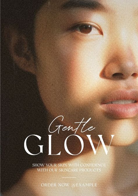 Gentle glow poster template | premium image by rawpixel.com / ton Glow Graphic Design, Makeup Graphic Design, Skincare Photo, Glow Logo, 111 Skin, Cosmetic Poster, Brand Ads, Lash Brand, Illustration Courses