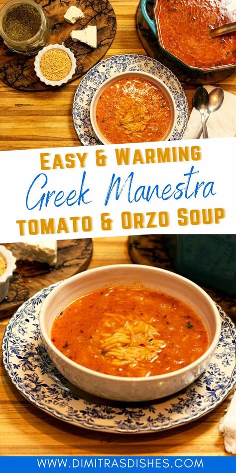 Tomato Orzo Soup, Tomato Orzo, Dimitras Dishes, Soup Healthy, Orzo Soup, Delicious Soup Recipes, Greek Dishes, Savory Soups, Vegan Soups