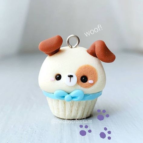 puppy polymer clay Polymer Clay Dog, Dog Cupcake, Polymer Clay Cute, Polymer Clay Cupcake, Clay Dog, Crea Fimo, Food Art For Kids, Polymer Clay Kawaii, Funny Birthday Cakes