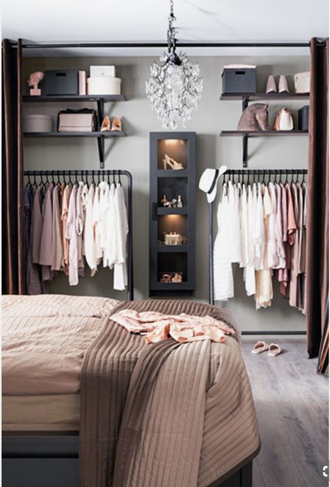 Teenage Room Decor, Closet Bed, Tiny Bedrooms, Open Closet, Closet Room, Diy Closet, Closet Ideas, Closet Designs, Closet Bedroom