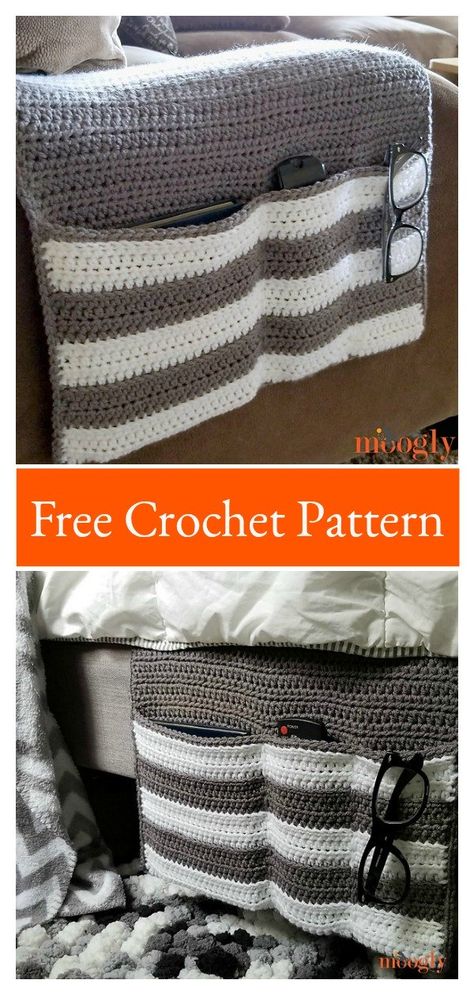 Cozy Couch and Bedside Organizer Caddy Free Crochet Pattern Couch Velvet, Couch Cozy, Bedside Organizer, Crochet Organizer, Half Double Crochet Stitch, Cozy Couch, Crochet Chain, Cozy Crochet, Double Crochet Stitch