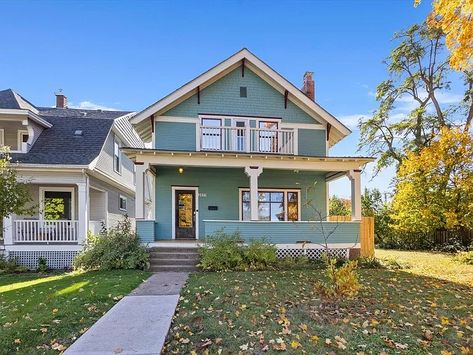 1909 Craftsman For Sale In Spokane Washington 2 Story Craftsman, Box Beam Ceiling, Downtown Spokane, Craftsman Details, Spokane Washington, Craftsman Exterior, Rooftop Deck, Tall Ceilings, Craftsman Style Homes