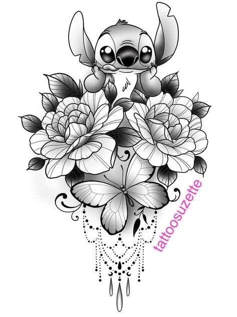 stitch floral tattoo design | Disney stitch tattoo, Floral tattoo design, Cute tattoos Disney Stitch Tattoo, Lilo And Stitch Tattoo, Disney Sleeve Tattoos, Tattoo Floral, Stitch Tattoo, Disney Tattoo, Dope Tattoos For Women, Floral Tattoo Design, Tattoo Style Drawings