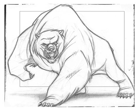 Mordu- deamon  bear from brave Growling Bear Drawing, Zombie Bear Art, Scary Bear Drawing, Angry Bear Drawing, Polar Bear Character Design, Angry Bear Illustration, Bear Poses, Bear Character Design, Polar Bear Drawing