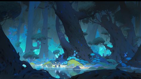 ArtStation - Dark forest Landscape Drawing Tutorial, Forest Drawing, Systems Art, Background References, Internet Art, Art Environment, Concept Art Tutorial, Forest Illustration, Landscape Concept