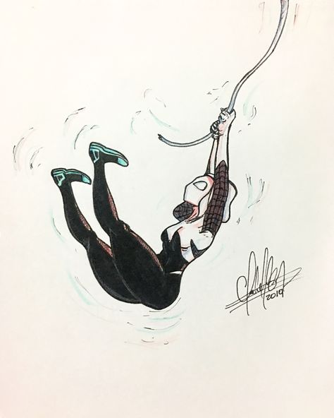 DAY 9: “Swing”  #fastdrawing: Gwen Stacy 🕸 @inktober @marvel  . . #spiderverse #spiderman #gwenstacy #spiderwen #marvel #art #inktober #comic #drawing #draw #sketch #painting #elandaetart Spiderverse Spiderman, Fast Drawing, Spiderman Drawing, Marvel Drawings, Art Drawing Ideas, Drawing Things, Trash Art, Spiderman 3, Comic Drawing