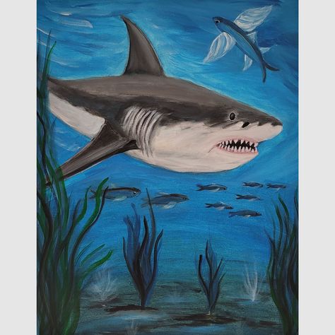 Shark Paint-Night Event Gator's Shack Loxahatchee Simple Shark Painting, Shark Painting Ideas, Shack Restaurant, Shark Painting, Oil Pastel Paintings, Paint Night, Turtle Painting, Beautiful Painting, Crafts Jewelry