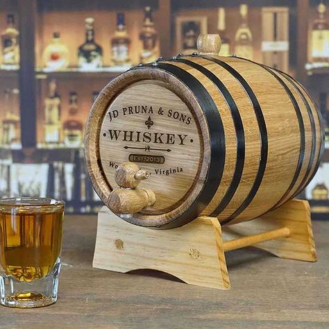 Personalized Decanters & Pitchers | Personalization Mall Personalized Whiskey Barrel, Personalized Decanter, Whiskey Barrels, Personalization Mall, Wine Carafe, Personalized Whiskey, Whiskey Decanter, Bar Gifts, Oak Barrel