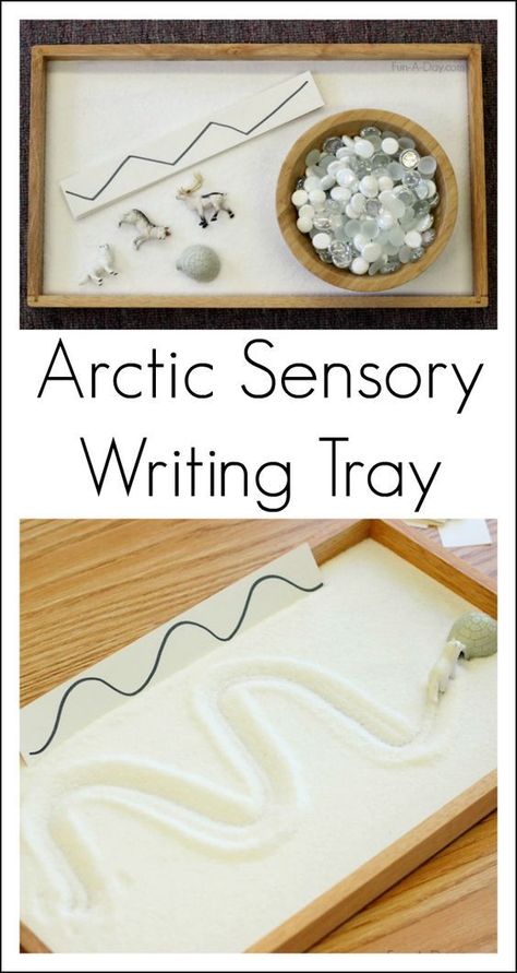 Sensory writing tray that is perfect for a winter or arctic preschool theme - lots of sensory input and tons of room for practicing important early writing skills Arctic Animal Sensory, Sensory Writing, Arctic Animals Preschool, Crafts Wallpaper, Animal Lessons, Sensory Input, Winter Activities Preschool, Snow Theme, Polar Animals