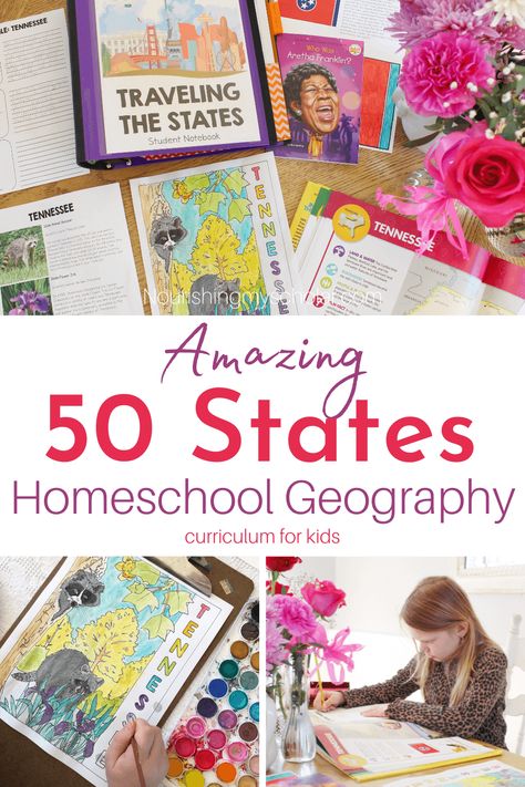 50 States Homeschool, Elementary Us Geography, United States Preschool Activities, 50 States Homeschool Curriculum, Us Geography Homeschool, Usa Geography Activities, 50 States Activities, Blender Cake, Homeschool Geography Curriculum