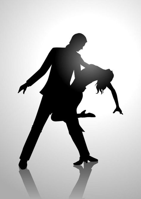 Silhouette illustration of a couple dancing Two People Dancing, Dancing Silhouette, A Couple Dancing, Dancing Drawings, Family Stock Photo, Silhouette Illustration, People Dancing, Ballroom Dancing, Video Artist