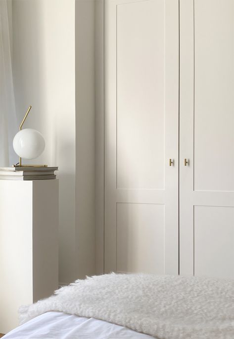 Home tour | A light-filled London house in calm, neutral colours | These Four Walls Flos Ic Table Lamp, Bedroom Built In Wardrobe, Painted Wardrobe, Neutral Bedroom Decor, Closet Colors, Beige Bedroom, London Home, Bedroom Cabinets, Bedroom Wall Colors