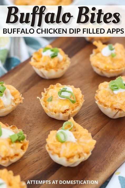 Buffalo Bites, Buffalo Dip, Buffalo Chicken Bites, Chicken Minis, Phyllo Cups, Chicken Dip, Cream Cheese Chicken, Buffalo Chicken Dip, Party Appetizer