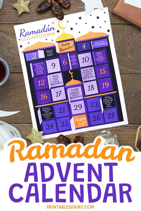 Printable Ramadan Advent Calendar For Kids. Easy Ramadan Advent Calendar Idea with 30 Good Deeds to count down the days until Eid! Fun way to celebrate Ramadan with your toddlers, preschoolers, and young kids! Ramadan Good Deeds Calendar, Ramadan Advent Calendar Diy, Ramadan Bulletin Board Ideas, Ramadan Calendar Kids, Eid Preparation, Advent Calendar For Toddlers, Ramadan Advent Calendar, Islamic Printables, Advent Calendar For Kids