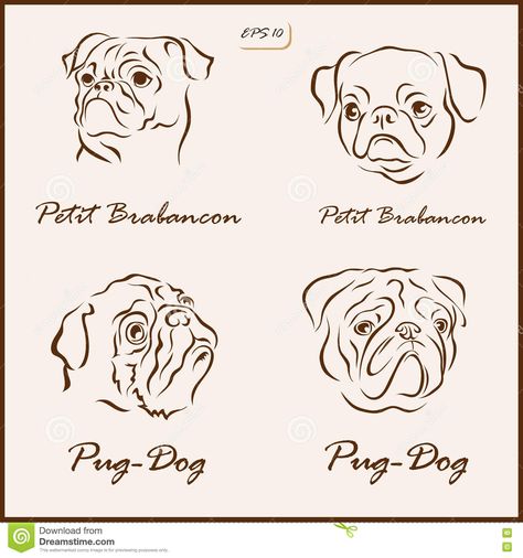 Petit Brabancon, Animal Silhouette, Pug Dog, Cricut Ideas, Pug, Dog Breeds, Tattoo Ideas, Vector Illustration, University