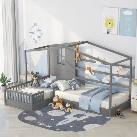 L Shaped Bed, L Shaped Twin Beds, Corner Twin Beds, House Bed For Kids, L Shaped Beds, Tree House Bed, Toddler Bed Boy, Twin Platform Bed Frame, Corner Bed