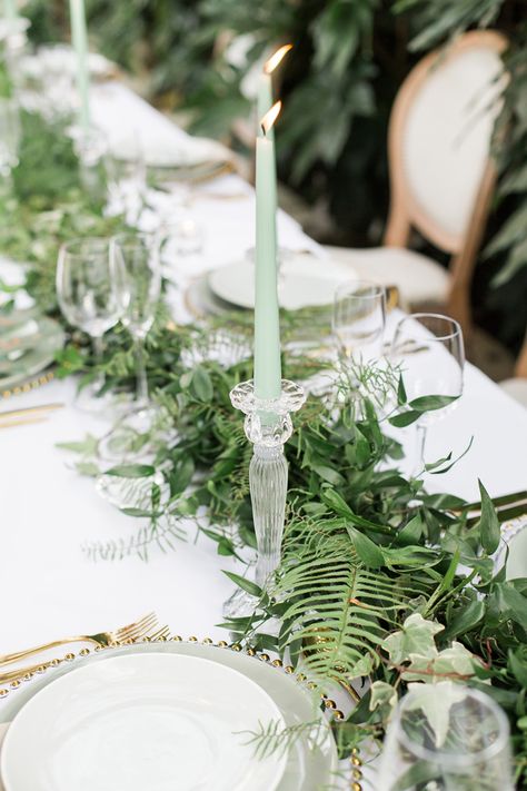 Botanical Tablescape, Masculine Tablescape, Tablescape Candles, Wedding Greenery Garland, Table Swag, Wedding Table Garland, Jessica Davies, Handfasting Wedding, Garden Wedding Ideas