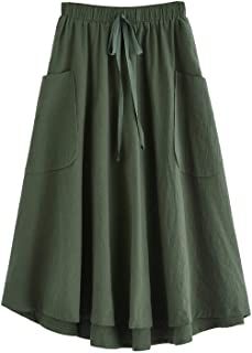 Amazon.com: SweatyRocks - Clothing: Women's Fashion Midi Skirt With Pockets, Solid Skirt, Midi Flare Skirt, Fall Skirts, Summer Skirts, Boho Casual, Pleated Midi Skirt, Dressy Casual, Casual Girl