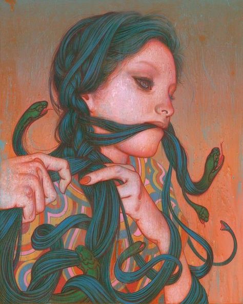 James Jeans, James Jean, Acrylic On Wood, Ethereal Art, Funky Art, Art Plastique, Pretty Art, Snakes, Aesthetic Art