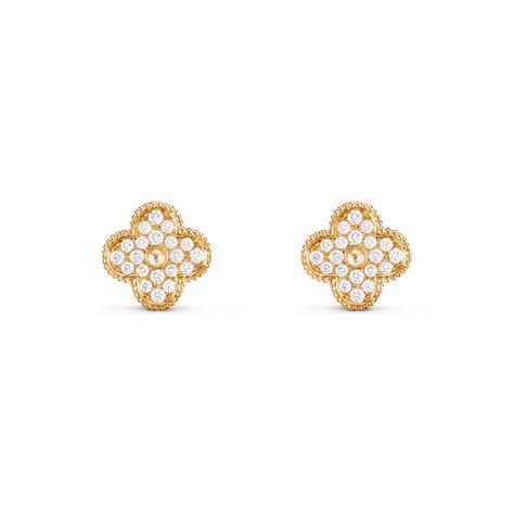 Van Cleef Earrings, Alhambra Earrings, Gold Vans, Van Cleef And Arpels Jewelry, Geek Jewelry, Van Cleef And Arpels, Gold Jewelry Stores, Mini Hoop Earrings, Gold Rhinestone