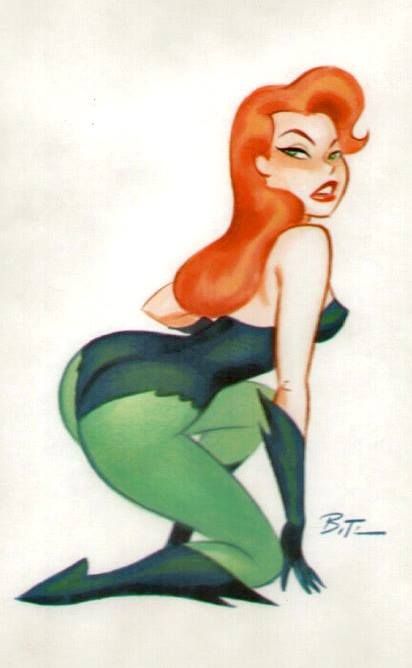 Poison Ivy by Bruce Timm Poison Ivy Cartoon, Poison Ivy Character, Bruce Timm Art, Shane Glines, Darwyn Cooke, Pin Up Cartoons, Batman Animated Series, Batman Animated, Harley Ivy