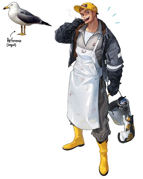 ArtStation - Seagull fisherman, Rinotuna Bd Comics, 캐릭터 드로잉, Human Art, Korean Artist, Character Design Male, 영감을 주는 캐릭터, Character Design References, Fantasy Character Design, Bored Panda