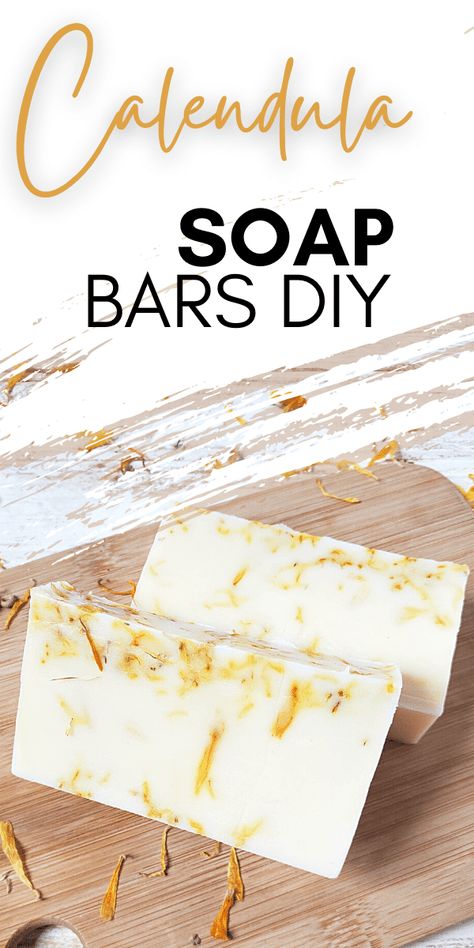 DIY Calendula Bar Soap • Six Dollar Family Calendula Soap Recipe, Calendula Recipes Food, Calendula Soap, Milk Soap Recipe, Natural Soaps Recipes, Soap Flowers, Soap Colorants, Handmade Bouquets, Amazing Crafts