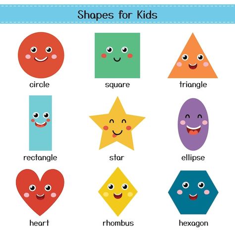 Shapes Chart For Kindergarten, Shapes Chart For Kids, Shapes Drawing For Kids, Shapes For Kindergarten, Kindergarten Clipart, Book Worksheet, Kids Shapes, Shapes Clipart, Worksheet Math