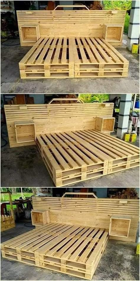 Wooden Pallet Beds, Diy Pallet Bed, Pallet Furniture Designs, Welded Furniture, Pallet Beds, Wooden Pallet Furniture, Pallet Decor, Wooden Pallet Projects, Pallet Furniture Bedroom