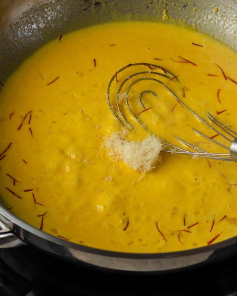 A luscious creamy saffron pasta sauce that will wow anyone that tastes it. Fast enough for a weeknight but impressive enough for a date. Saffron Pasta Sauce, Buttermilk Pasta Sauce, Saffron Sauce Recipes, Saffron Pasta, Saffron Cream Sauce, Saffron Sauce, Vegan Pasta Sauce, Beautiful Recipes, Creamy Parmesan Sauce