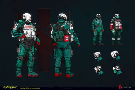 ArtStation - Trauma Team, Jan Marek Combat Medic Character Design, Cyberpunk Medic, Syfy Armor, Cyberpunk Games, Cyberpunk 2020, Cyberpunk Rpg, Combat Medic, Futuristic Armour, Future Soldier