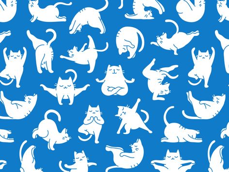 Yoga Cat Pattern by Denis Sazhin on Dribbble #yoga #cat #pattern Background For Zoom, Yoga Cat, Dribbble Design, Cat Outline, Yoga Illustration, Zoom Background, Cat Background, Cat Yoga, 강아지 그림