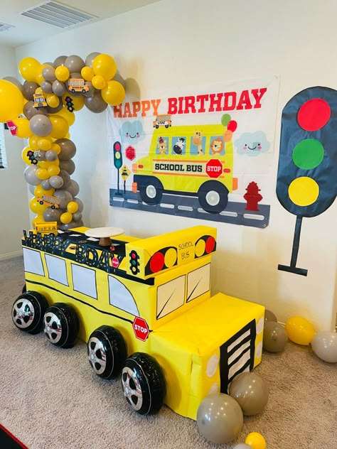 Wheels On The Bus 1st Birthday Party, School Bus Themed Birthday Party, Cocomelon Wheels On The Bus Party, Wheels On The Bus Birthday Party Theme, Wheels On The Bus Themed Birthday Party, School Bus Party Theme, The Wheels On The Bus Birthday Party, Wheels On The Bus Birthday Party Decorations, School Bus Theme Birthday Party