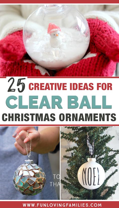 Ideas to get creative with clear Christmas ornament balls. Perfect for ornament decorating parties because these DIY Christmas ornaments are cheap and easy to make, and lots of fun! #christmasornaments #diy #handmadechristmas Christmas Ornament Ideas, Clear Christmas Ornaments, Christmas Traditions Family, Clear Ornaments, Ornament Ideas, Crafts With Pictures, Diy Valentines Gifts, Christmas Ornament Crafts, Christmas Ball