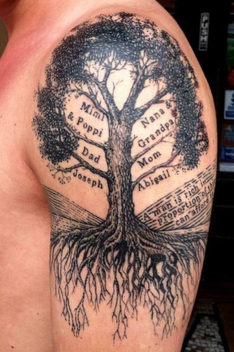 A growing number of people today adorn permanent tattoos inscribed over the skin using ink and needle. These tattoos come in different designs, shape and size; one of the most popular tattoo designs is the… Family Tree Tattoos, Tree Tattoo Meaning, Tree Tattoo Forearm, Tree Tattoo Arm, Tree Sleeve, Family Tattoos For Men, Tree Tattoo Men, Oak Tree Tattoo, Family Tree Tattoo