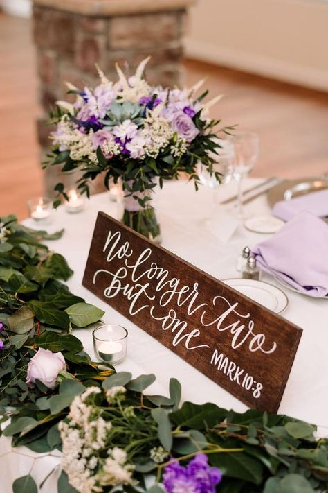 Modern Wedding Diy, No Longer Two But One, Wedding Sign Ideas, Painted Bible, Wooden Wedding Signs, Wood Wedding Signs, Rustic Wedding Signs, Wedding Toasts, Christian Wedding